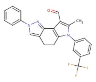 7-Methyl-2-phenyl-6-(3-trifluoromethyl-phenyl)-2,4,5,6-tetrahydro-pyrrolo[2,3-g]indazole-8-carbaldehyde - chemical structure
