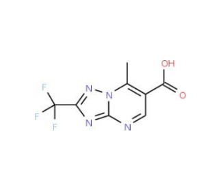 7-Methyl-2-trifluoromethyl-[1,2,4]triazolo[1,5-a]-pyrimidine-6-carboxylic acid (CAS 924846-75-3) - chemical structure image