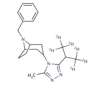 8-Benzyl-3-(3-(isopropyl-d6)-5-methyl-4H-1,2,4-triazol-4-yl)-exo-8-azabicyclo[3.2.1]octane - chemical structure image