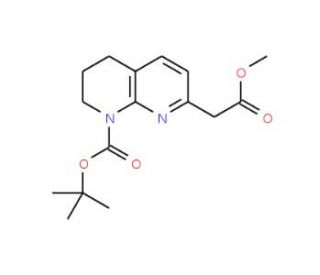 (8-Boc-5,6,7,8-Tetrahydro-[1,8]naphthyridin-2-yl)-acetic acid methyl ester (CAS 925889-81-2) - chemical structure image