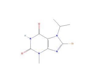 8-Bromo-3,7-dihydro-3-methyl-7-(1-methylethyl)-1H-purine-2,6-dione (CAS 123980-53-0) - chemical structure image