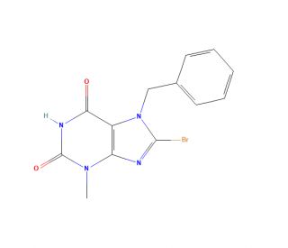 8-Bromo-3,7-dihydro-3-methyl-7-(phenylmethyl)-1H-purine-2,6-dione (CAS 93703-26-5) - chemical structure image