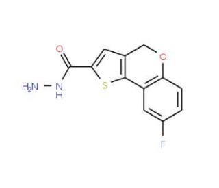 8-Fluoro-4H-[1]-benzopyrano[4,3-b]thiophene-2-carboxylic acid hydrazide (CAS 351003-41-3) - chemical structure image