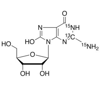 8-Hydroxy Guanosine-13C,15N2 (CAS 3868-31-3) - chemical structure image