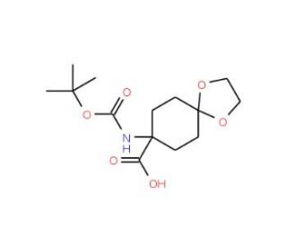 8-N-Boc-amino-1,4-dioxa-spiro[4.5]decane-8-carboxylic acid (CAS 886362-27-2) - chemical structure image