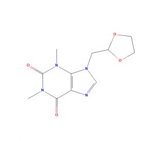 9-(1,3-Dioxolan-2-ylmethyl)-3,9-dihydro-1,3-dimethyl-1H-purine-2,6-dione (CAS 1174289-18-9) - chemical structure image