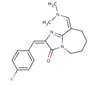 9-Dimethylaminomethylene-2-(4-fluoro-benzylidene)-2,5,6,7,8,9-hexahydro-imidazo[1,2-a]azepin-3-one - chemical structure image