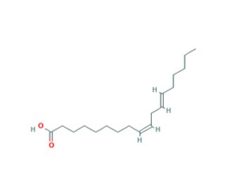 9(E),12(Z)-Octadecadienoic acid (CAS 2420-42-0) - chemical structure image