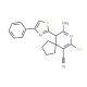 9-imino-7-mercapto-10-(4-phenyl-1,3-thiazol-2-yl)-8-azaspiro[4.5]dec-6-ene-6-carbonitrile - chemical structure image