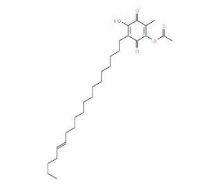Acetic acid 4-hydroxy-2-methyl-5-((E)-nonadec-14-enyl)-3,6-dioxo-cyclohexa-1,4-dienyl ester - chemical structure image
