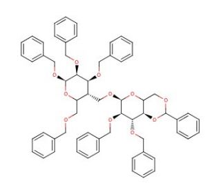 Benzyl 2,3,6-Tri-O-benzyl-4-O-[2,3-di-o-benzyl-4,6-O-benzylidene-&alpha;-D-mannopyranosyl]-(1-4)-&beta;-D-glucopyranoside - chemical str