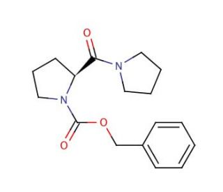 Benzyl (S)-(&minus;)-2-(1-pyrrolidinylcarbonyl)-1-pyrrolidinecarboxylate (CAS 50888-84-1) - chemical structure image