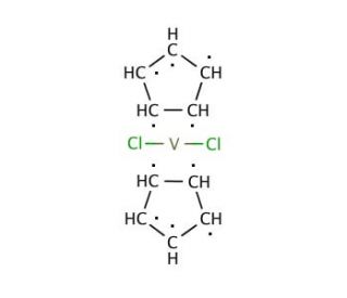 Bis(cyclopentadienyl)vanadium(IV) dichloride (CAS 12083-48-6) - chemical structure image