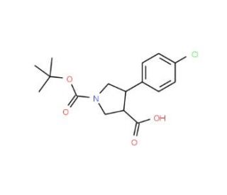 Boc-(&plusmn;)-trans-4-(4-chlorophenyl)pyrrolidine-3-carboxylic acid (CAS 851485-00-2) - chemical structure image