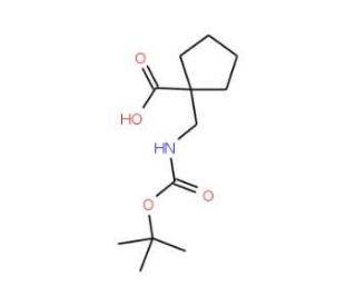 Boc-1-aminomethyl-cyclopentane carboxylic acid (CAS 204514-22-7) - chemical structure image