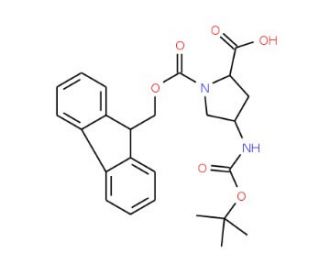 Boc-(2S,4S)-4-amino-1-Fmoc-pyrrolidine-2-carboxylic acid (CAS 221352-74-5) - chemical structure image