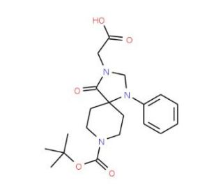 Boc-3-carboxymethyl-1-phenyl-1,3,8-triazaspiro[4.5]decan-4-one (CAS 180386-35-0) - chemical structure image