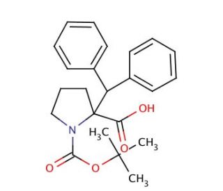 Boc-&alpha;-(diphenylmethyl)-DL-Pro-OH (CAS 351002-64-7) - chemical structure image