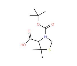 Boc-(S)-5,5-dimethyl-1,3-thiazolidine-4-carboxylic acid (CAS 112898-19-8) - chemical structure image