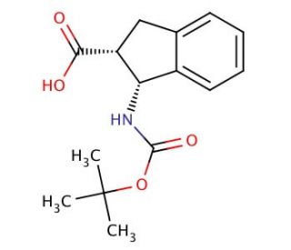 cis-1-tert-Butoxycarbonylamino-indan-2-carboxylic acid (CAS 401843-70-7) - chemical structure image