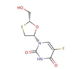 cis 5-Fluoro-1-[2-(hydroxymethyl)-1,3-oxathiolan-5-yl]-2,4(1H,3H)- pyrimidinedione (CAS 145986-11-4) - chemical structure ima