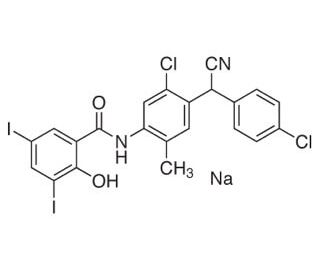 Closantel sodium (CAS 61438-64-0) - chemical structure image