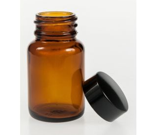 This CrystalCruz® Glass Bottle, WM, Amber, 1 oz showcases a sturdy amber glass build with an open top, ideal for sample st 