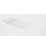 CrystalCruz&reg; Pasteur Pipette, Disposable, glass, 5.75", 1000/case. Multiple pipettes stacked, showing uniform glass constr