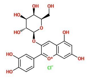 Cyanidin 3-O-&beta;-D-Galactopyranoside Chloride (CAS 27661-36-5) - chemical structure image