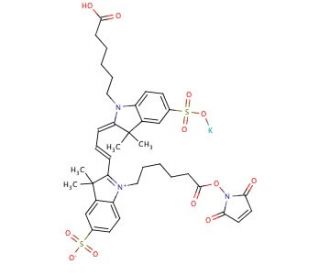 Cyanine 3 Monofunctional Bihexanoic Acid Dye, Monosuccinimidyl Ester, Potassium Salt - chemical structure image