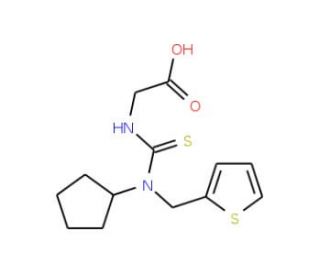 ({[Cyclopentyl(thien-2-ylmethyl)amino]-carbonothioyl}amino)acetic acid - chemical structure image