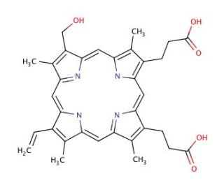 Deuteroporphyrin IX 2-vinyl, 4-hydroxymethyl (CAS 141407-08-1) - chemical structure image