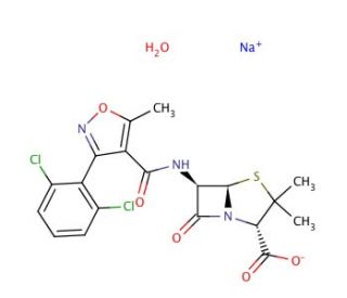 Dicloxacillin sodium salt monohydrate (CAS 13412-64-1) - chemical structure image
