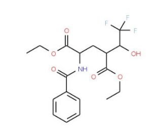Diethyl 2-(benzoylamino)-4-(2,2,2-trifluoro-1-hydroxyethyl)pentanedioate - chemical structure image
