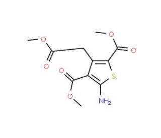 Dimethyl 5-amino-3-(2-methoxy-2-oxoethyl)thiophene-2,4-dicarboxylate (CAS 338393-14-9) - chemical structure image