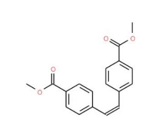 Dimethyl trans-stilbene-4,4&prime;-dicarboxylate (CAS 34541-73-6) - chemical structure image