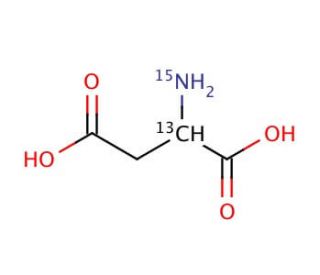 DL-Aspartic acid-2-<sup>13</sup>C,<sup>15</sup>N (CAS 98532-13-9) - chemical structure image