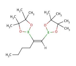 (E)-1-Hexene-1,2-diboronic acid bis(pinacol) ester (CAS 312693-52-0) - chemical structure image