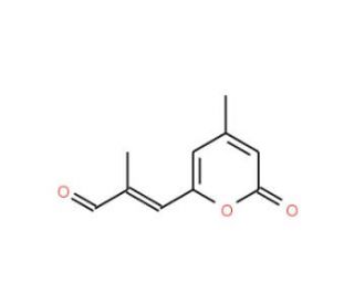 (E)-2-Methyl-3-(4-methyl-2-oxo-2H-pyran-6-yl)propenal (CAS 87424-82-6) - chemical structure image