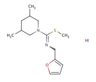 (E)-[(3,5-dimethylpiperidin-1-yl)(methylsulfanyl)methylidene](furan-2-ylmethyl)amine hydroiodide - chemical structure image