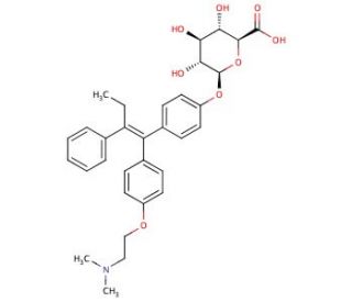 (E)-4-Hydroxy tamoxifen O-&beta;-D-glucuronide - chemical structure image