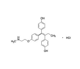 (E/Z)-4,4&prime;-Dihydroxy-N-desmethyl Tamoxifen Hydrochloride - chemical structure image