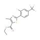 Ethyl 2-[2-fluoro-4-(trifluoromethyl)phenyl]-4-methyl-1,3-thiazole-5-carboxylate (CAS 317319-35-0) - chemical structure image