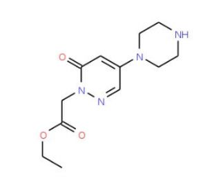 Ethyl 2-[6-oxo-4-piperazino-1(6H)-pyridazinyl]acetate (CAS 1000018-24-5) - chemical structure image