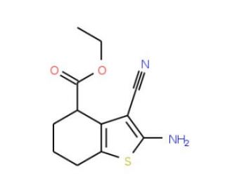 Ethyl 2-amino-3-cyano-4,5,6,7-tetrahydrobenzo[b]thiophene-4-carboxylate - chemical structure image