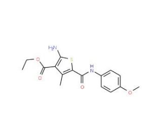 Ethyl 2-amino-5-{[(4-methoxyphenyl)amino]-carbonyl}-4-methylthiophene-3-carboxylate - chemical structure image