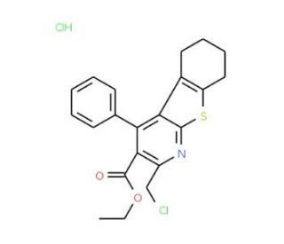 ethyl 2-(chloromethyl)-4-phenyl-5,6,7,8-tetrahydro[1]benzothieno[2,3-b]pyridine-3-carboxylate hydrochloride - chemical struct