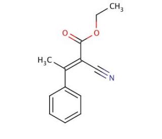 Ethyl 2-cyano-3-phenyl-2-butenoate, mixture of cis and trans (CAS 18300-89-5) - chemical structure image