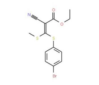 Ethyl 3-(4-bromophenylthio)-2-cyano-3-(methylthio)acrylate (CAS 214330-98-0) - chemical structure image