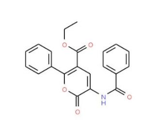 Ethyl 3-(benzoylamino)-2-oxo-6-phenyl-2H-pyran-5-carboxylate (CAS 127143-18-4) - chemical structure image